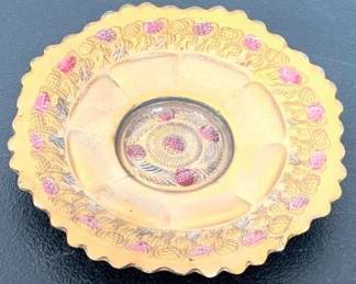 252 - Antique Goofus Glass Dish - 6" Round