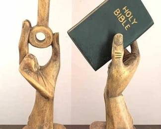 97 - 2 Religious Statues - 14" Tall possibly made of wood