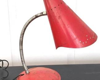 175 - Red Metal Desk Lamp - 12" Tall You are buying a used as-is electric/electronic item. We do not guarantee all components are present, and if it is not expressly stated, it is untested.