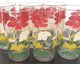 226 - 6 Glass Tumblers - 6.5" Tall