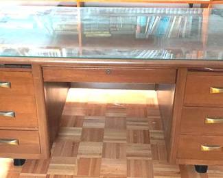 51 - Glass Top Desk - 33" x 60" x 30"