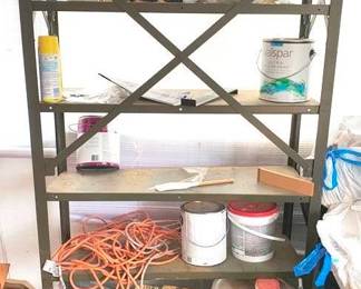 144 - Metal Shelf & Contents - 70" x 36" x 14"