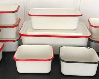 202 - Enamelware Container Set - 14 Pieces + 10 Lids