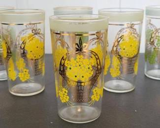 250 - 6 Mid-Century Glass Tumblers - 5.25" tall