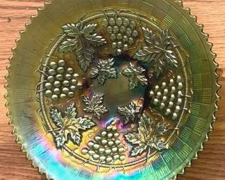 169 - Northwood Grape & Cable Carnival Glass Dish 9" Round