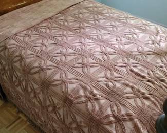 701 - Chenille Full/Queen Sized Bedspread Light brown in color by Morgan Jones