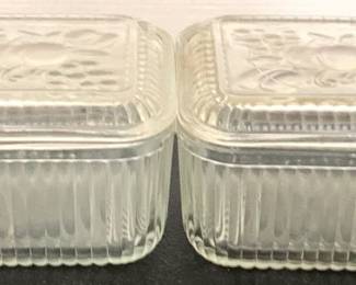 244 - 2 Glass Containers with Lids - 5" x 5" x 4"