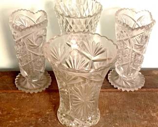 9 - 4 Glass Vases - 7.5" & 8" Tall