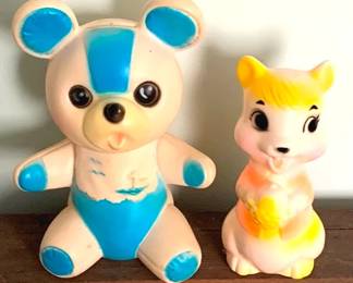 2 - 2 Vintage Squeaky Toys - 7" & 8" Tall
