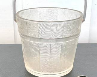 243 - Glass Ice Bucket with Metal Tongs - 5" x 6"