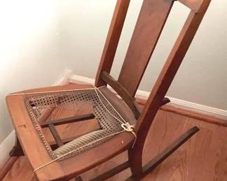 5 - Antique Rocker - Tear in Seat 34" x 17" x 30"