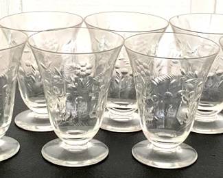 182 - 8 Rock Sharp Crystal Glasses - 4.5" Tall