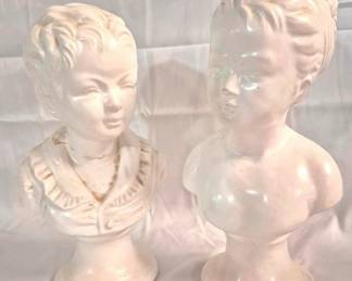 4281 - 2 Ceramic Bust Statues - one has been repaired 9" tall