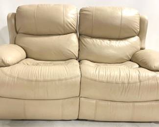 9726 - White Leather Recliner Love Seat - 38" x 64" x 36"