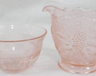 1149 - 2 Pink Depression Glass Items