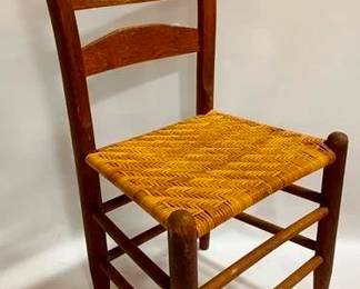 9294 - Primitive Woven Seat Chair 34 x 18 x 15