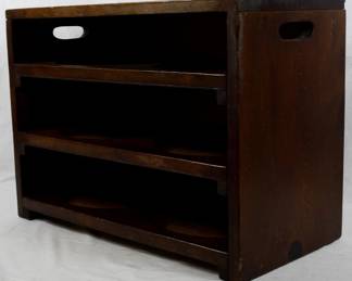 724 - Vintage Wooden Stand w/ Handle Cut Outs 16x21x11