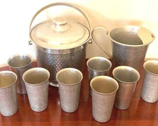 243 - 10 Piece Hammered Metal Drink Set