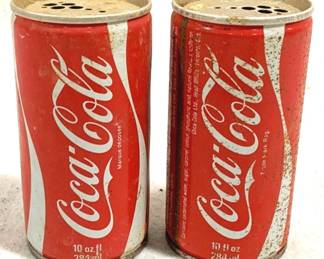 4078 - 2 Vintage Coke Can (Shakers?) 4.5" Tall