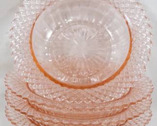 969 - 4 Miss America Pink Glass Bowls 6"