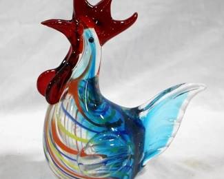 2x - Murano Glass Rooster, 8.25"