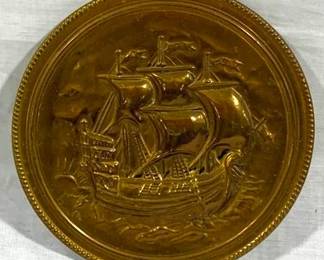 9319 - Brass 8" Molded Ship Wall Plaque