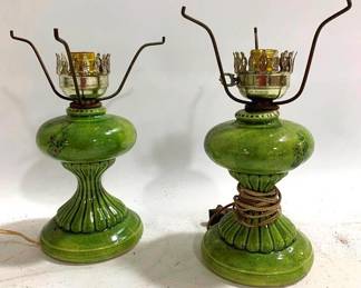 4303 - Pair of Matching Ceramic Lamps - as is 12" tall You are buying a used as-is electric/electronic item. We do not guarantee all components are present, and if it is not expressly stated, it is untested.