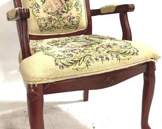 9891 - Wood Chair (Stitched?) 37" x 24" x 20"