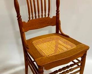 9293 - Oak Spindle Back Cane Seat Chair 40 x 18 x 17