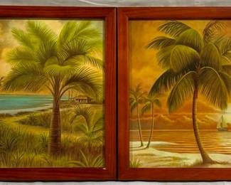 9357 - Pair Palm Tree Prints 11 x 9
