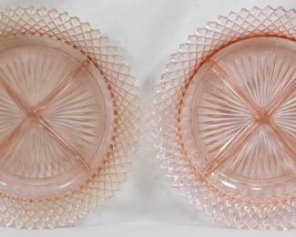 971 - 2 Pink Miss America Divided Relishes 9"