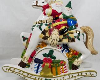 905 - Large Christmas Musical Rocking Horse 14"