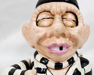 1047 - Cast Iron Prisoner Bank 8"