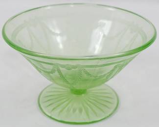1150 - Green Cameo Depression Glass Dish 3.5"