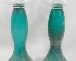 1118 - Pair of Glass Candlestands 10.5"