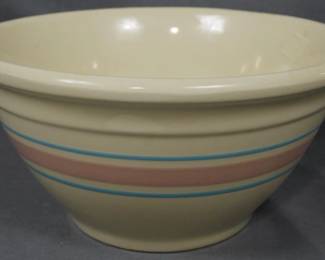 991 - McCoy Pottery Pink & Blue Ring Mixing Bowl 5x10"