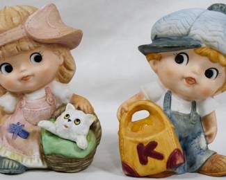 904 - Homco Porcelain Boy and Girl Figures 5"