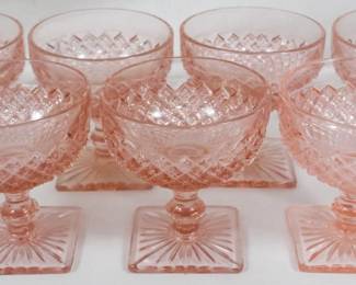 980 - 7 Pink Miss America Sherbets 4"