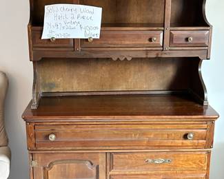Vintage Cherry wood Hutch, is 2 pieces.