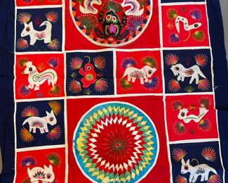 Approx. 28" x 60" Chinese Quilt w/Electrified Animals & Cats!
