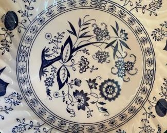 "Onion" Flow Blue Plates, Dishes, Saucers, Cups