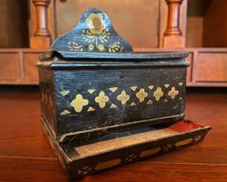 Antique Metal Wood Match Holder/Striker