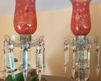 Pair of hurricane lamps