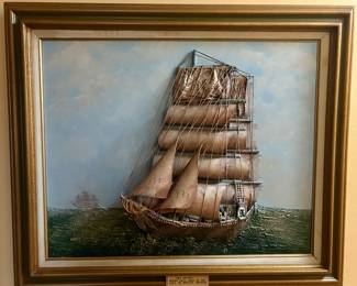 Ship in relief artwork "Sea Witch in the Gulf of Mexico"