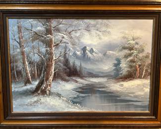 Signed winter landscape by Roger Brown