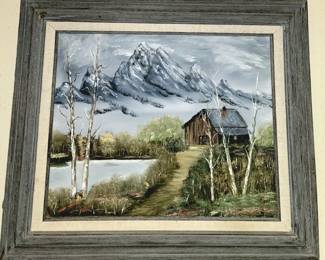 Original framed farmhouse oil art