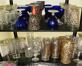 Bar glasses and tumblers - Whitehall, cobalt and mid-century