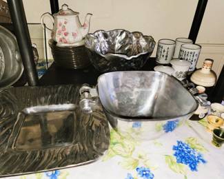 Arthur Court and Pewter serving bowls - Oriental Tea and sake sets