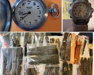 Name Brand men's watches: Molija Pocket watch, Casio Twincept plus watch bands