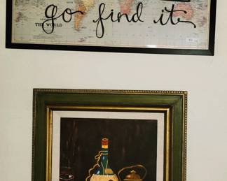 Original oil still life and Fun map print